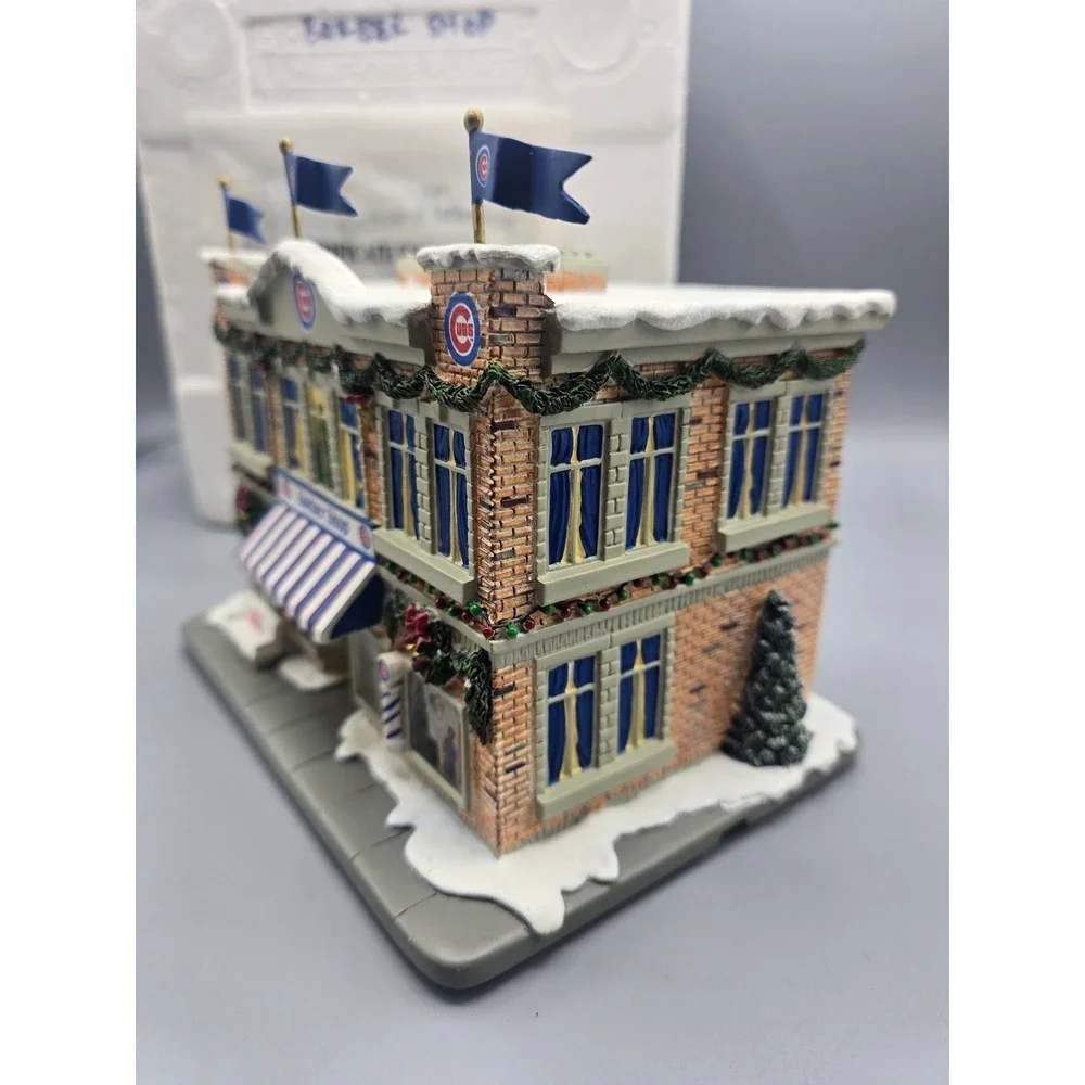 Hawthorne Village Chicago Cubs Barber Shop Christmas Village Wrigley Lighted COA